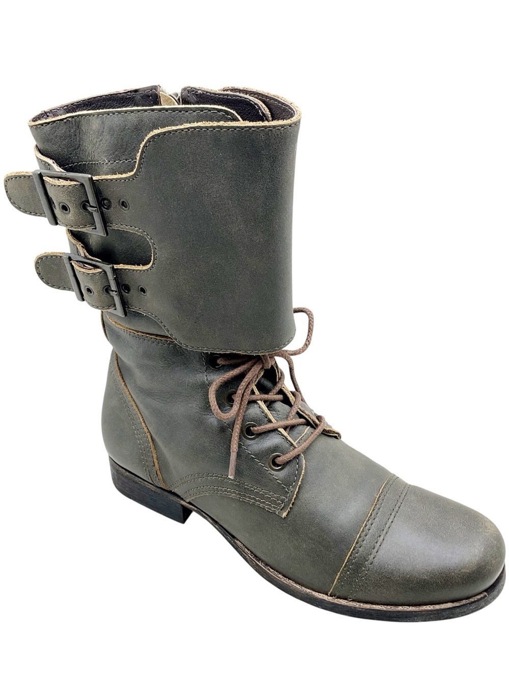 {Matisse} Lance Olive Combat Lace-Up Buckle Boots - Picture 13 of 13